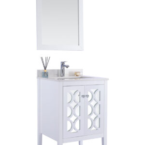 Laviva Mediterraneo 24" White Bathroom Vanity with White Quartz Countertop