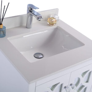 Laviva Mediterraneo 24" White Bathroom Vanity with White Quartz Countertop