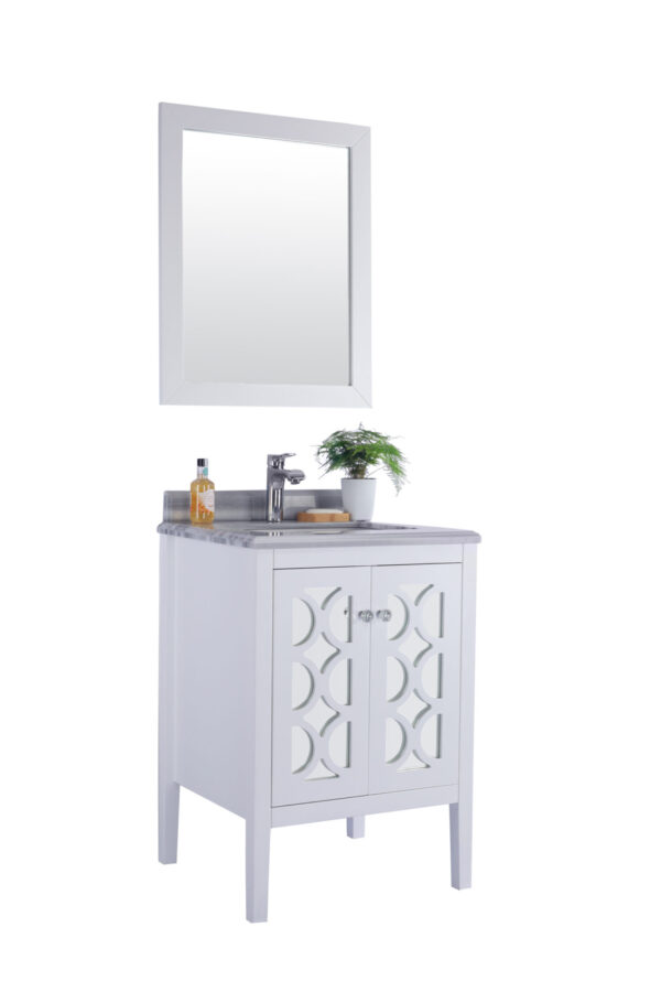 Laviva Mediterraneo 24" White Bathroom Vanity with White Stripes Marble Countertop