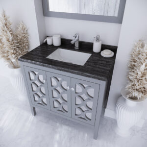 Laviva Mediterraneo 36" Grey Bathroom Vanity with Black Wood Marble Countertop