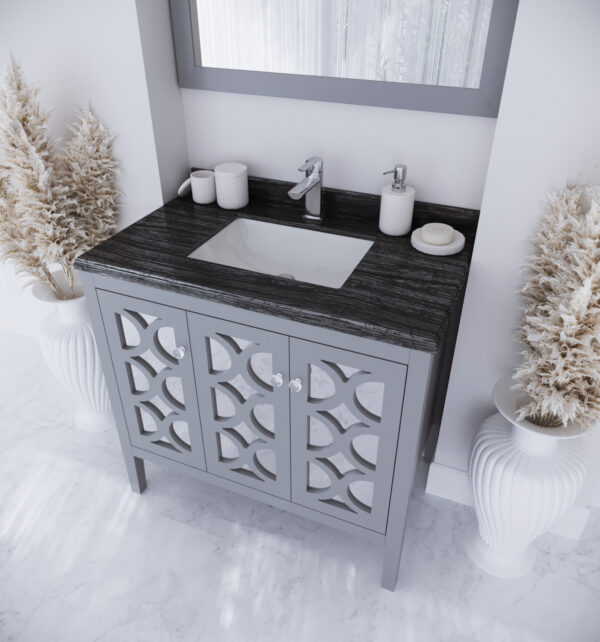 Laviva Mediterraneo 36" Grey Bathroom Vanity with Black Wood Marble Countertop