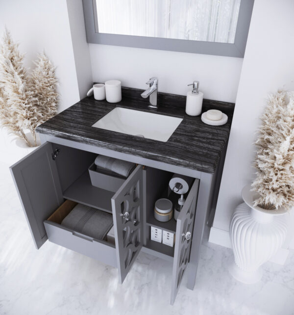 Laviva Mediterraneo 36" Grey Bathroom Vanity with Black Wood Marble Countertop