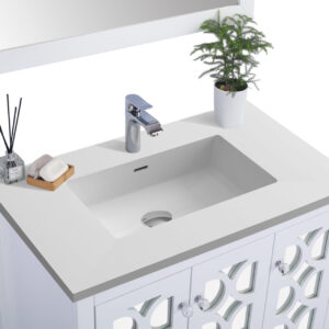 Laviva Mediterraneo 36" White Bathroom Vanity with Matte White VIVA Stone Solid Surface Countertop