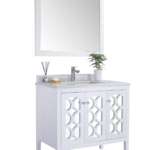 Laviva Mediterraneo 36" White Bathroom Vanity with White Carrara Marble Countertop