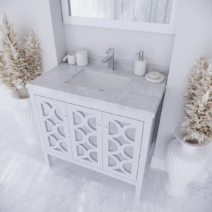 Laviva Mediterraneo 36" White Bathroom Vanity with White Carrara Marble Countertop