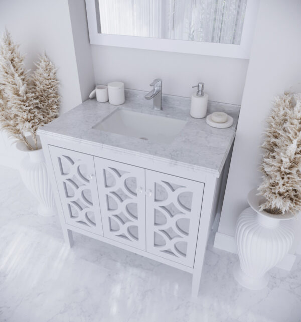 Laviva Mediterraneo 36" White Bathroom Vanity with White Carrara Marble Countertop