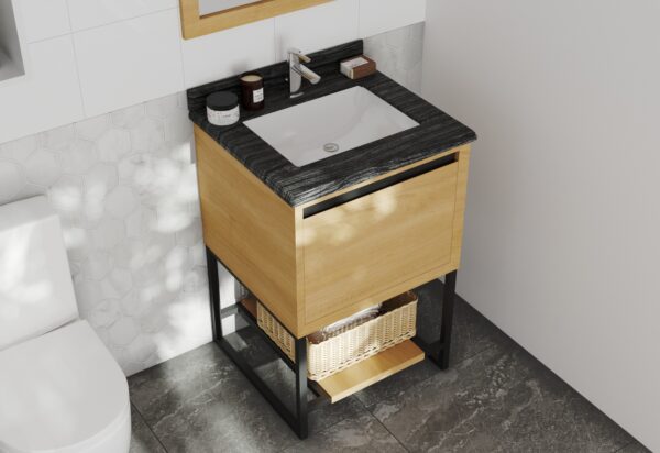 Laviva Alto 24" California White Oak Bathroom Vanity with Black Wood Marble Countertop