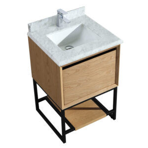 Laviva Alto 24" California White Oak Bathroom Vanity with White Carrara Marble Countertop