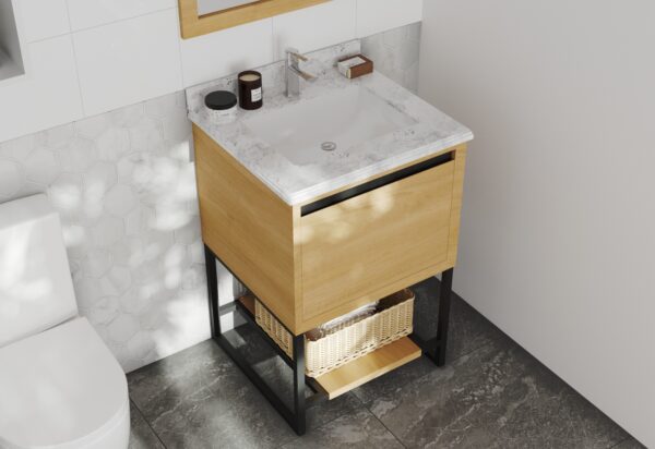 Laviva Alto 24" California White Oak Bathroom Vanity with White Carrara Marble Countertop