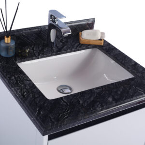 Laviva Alto 24" White Bathroom Vanity with Black Wood Marble Countertop