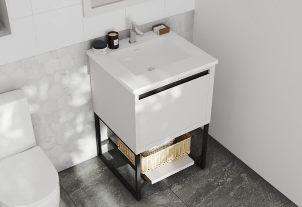 Laviva Alto 24" White Bathroom Vanity with Matte White VIVA Stone Solid Surface Countertop