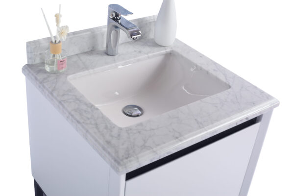 Laviva Alto 24" White Bathroom Vanity with White Carrara Marble Countertop