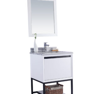 Laviva Alto 24" White Bathroom Vanity with White Stripes Marble Countertop