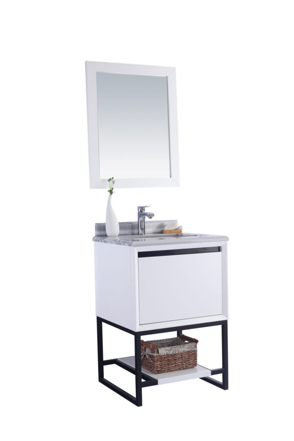 Laviva Alto 24" White Bathroom Vanity with White Stripes Marble Countertop