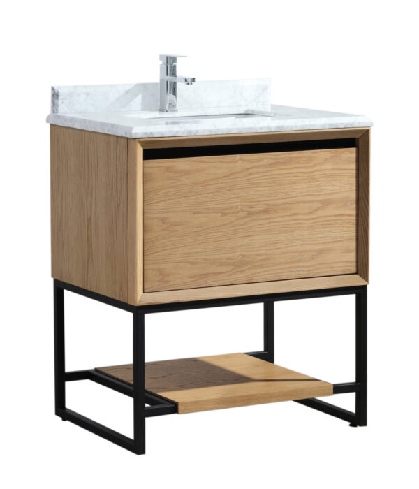 Laviva Alto 30" California White Oak Bathroom Vanity with White Carrara Marble Countertop