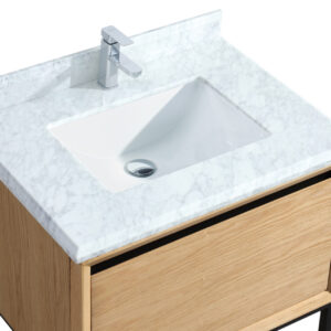 Laviva Alto 30" California White Oak Bathroom Vanity with White Carrara Marble Countertop