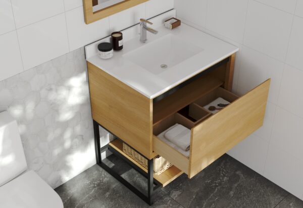 Laviva Alto 30" California White Oak Bathroom Vanity with White Quartz Countertop