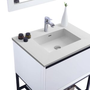 Laviva Alto 30" White Bathroom Vanity with Matte White VIVA Stone Solid Surface Countertop