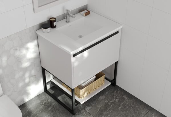 Laviva Alto 30" White Bathroom Vanity with Matte White VIVA Stone Solid Surface Countertop