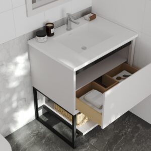 Laviva Alto 30" White Bathroom Vanity with Matte White VIVA Stone Solid Surface Countertop