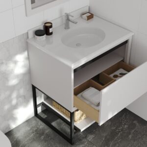 Laviva Alto 30" White Bathroom Vanity with Pure White Phoenix Stone Countertop