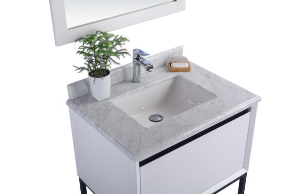 Laviva Alto 30" White Bathroom Vanity with White Carrara Marble Countertop