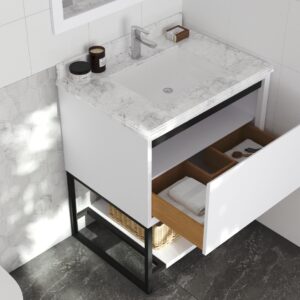 Laviva Alto 30" White Bathroom Vanity with White Carrara Marble Countertop