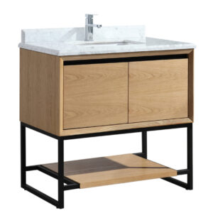 Laviva Alto 36" California White Oak Bathroom Vanity with White Carrara Marble Countertop