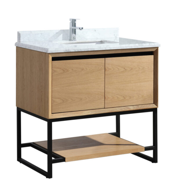 Laviva Alto 36" California White Oak Bathroom Vanity with White Carrara Marble Countertop