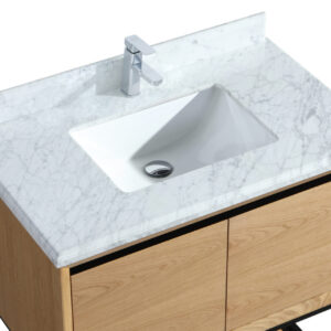 Laviva Alto 36" California White Oak Bathroom Vanity with White Carrara Marble Countertop