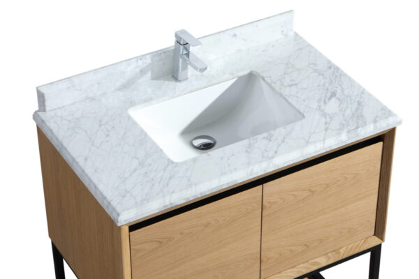 Laviva Alto 36" California White Oak Bathroom Vanity with White Carrara Marble Countertop