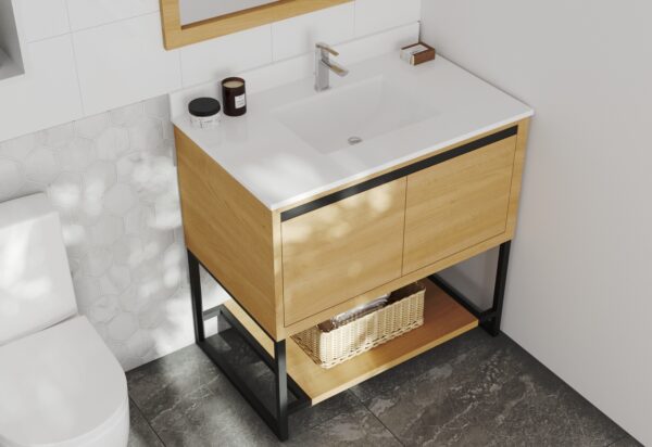 Laviva Alto 36" California White Oak Bathroom Vanity with White Quartz Countertop