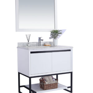 Laviva Alto 36" White Bathroom Vanity with White Carrara Marble Countertop