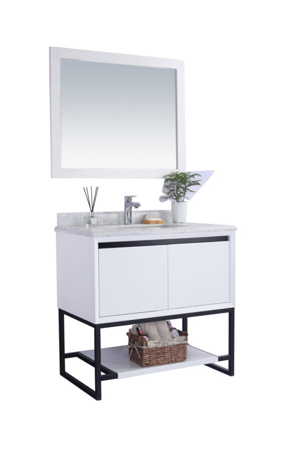 Laviva Alto 36" White Bathroom Vanity with White Carrara Marble Countertop