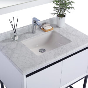 Laviva Alto 36" White Bathroom Vanity with White Carrara Marble Countertop