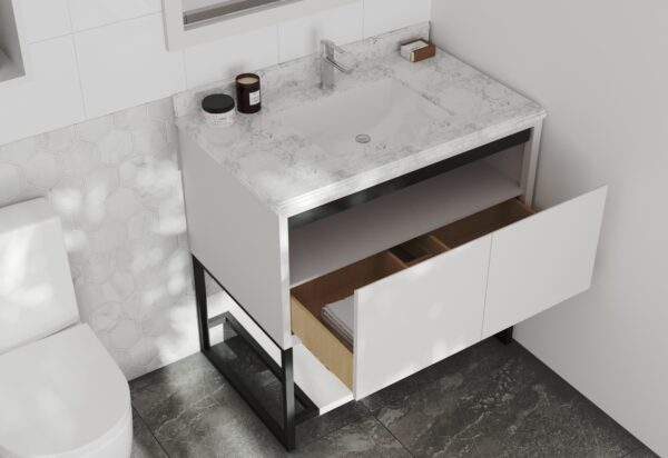 Laviva Alto 36" White Bathroom Vanity with White Carrara Marble Countertop