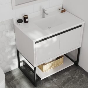 Laviva Alto 36" White Bathroom Vanity with White Quartz Countertop