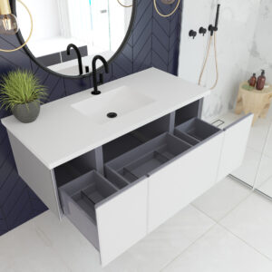 Laviva Vitri 48" Cloud White Bathroom Vanity with VIVA Stone Matte White Solid Surface Countertop