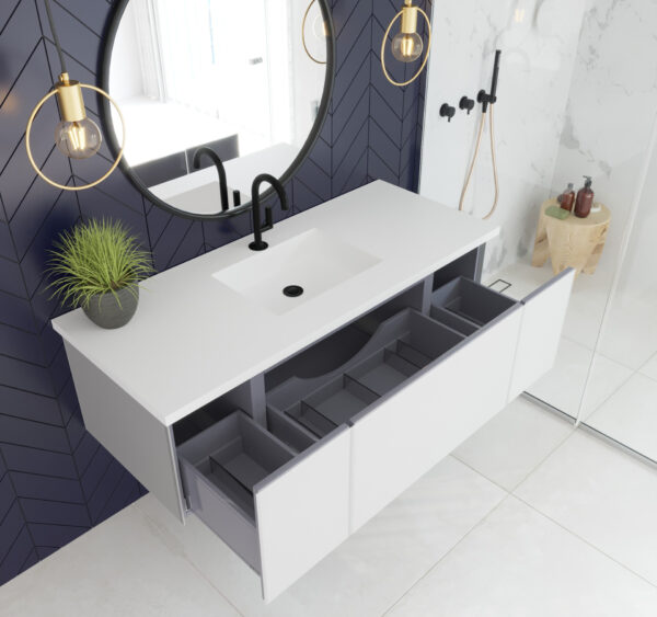 Laviva Vitri 54" Cloud White Bathroom Vanity with VIVA Stone Matte White Solid Surface Countertop