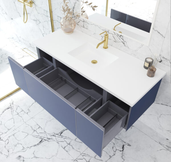 Laviva Vitri 54" Nautical Blue Bathroom Vanity with VIVA Stone Matte White Solid Surface Countertop