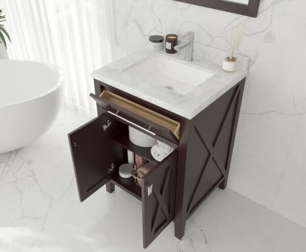 Laviva Wimbledon 24" Brown Bathroom Vanity with Matte White VIVA Stone Solid Surface Countertop