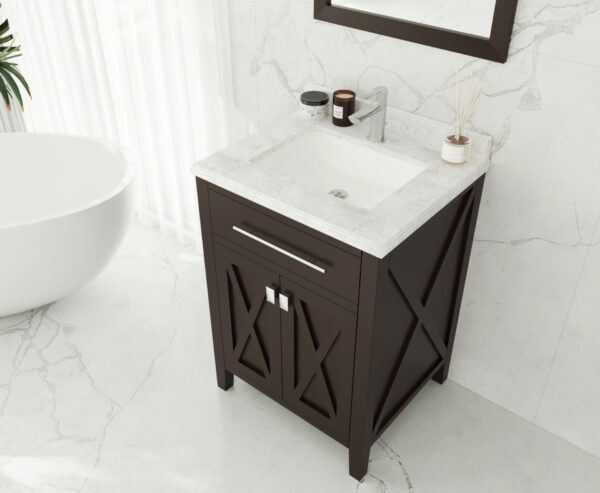 Laviva Wimbledon 24" Brown Bathroom Vanity with White Carrara Marble Countertop