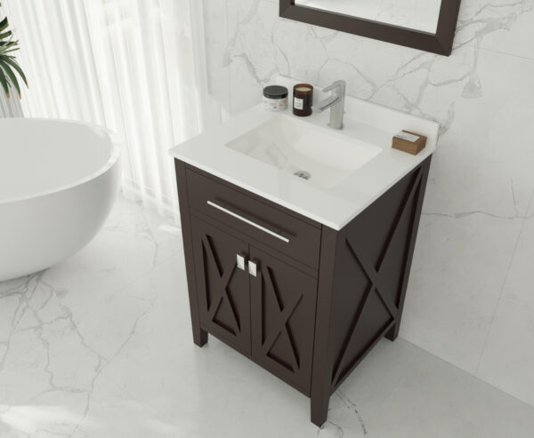 Laviva Wimbledon 24" Brown Bathroom Vanity with White Quartz Countertop