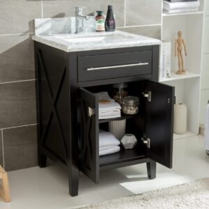 Laviva Wimbledon 24" Espresso Bathroom Vanity with Matte White VIVA Stone Solid Surface Countertop