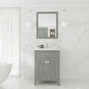 Laviva Wimbledon 24" Grey Bathroom Vanity with White Carrara Marble Countertop