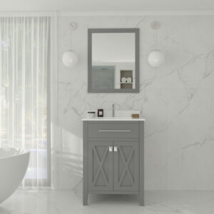 Laviva Wimbledon 24" Grey Bathroom Vanity with White Quartz Countertop