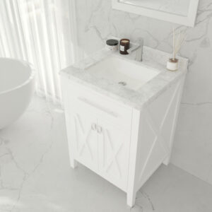 Laviva Wimbledon 24" White Bathroom Vanity with White Carrara Marble Countertop