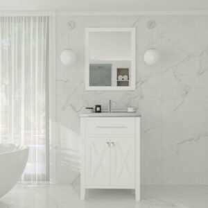 Laviva Wimbledon 24" White Bathroom Vanity with White Stripes Marble Countertop