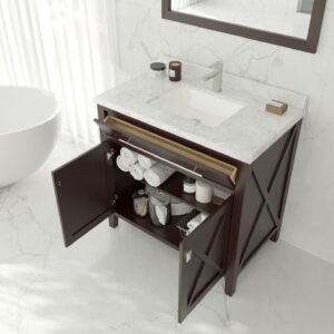 Laviva Wimbledon 36" Brown Bathroom Vanity with Black Wood Marble Countertop