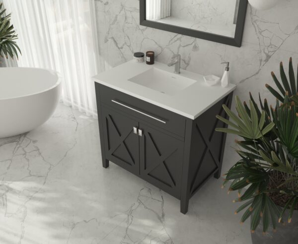 Laviva Wimbledon 36" Espresso Bathroom Vanity with Matte White VIVA Stone Solid Surface Countertop